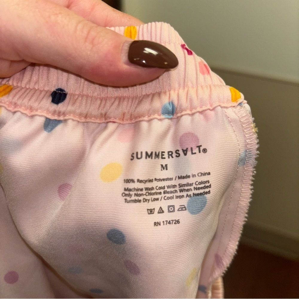 summersalt Pink Polka Dot Short Pajama Set with Multicolor Dots - Picture 14 of 14